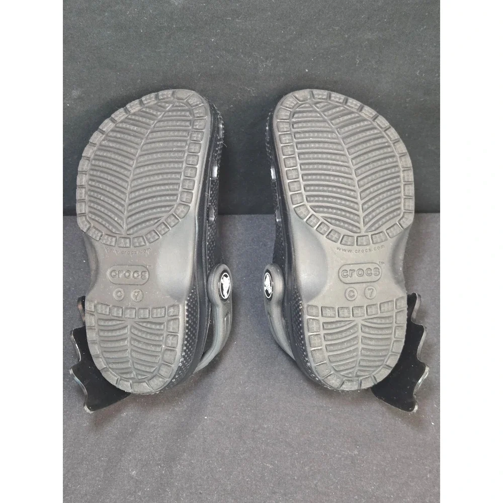 Crocs‎ Kids Classic Bat Wing Glitter Clogs Black Sparkle Halloween Shoes Size C7